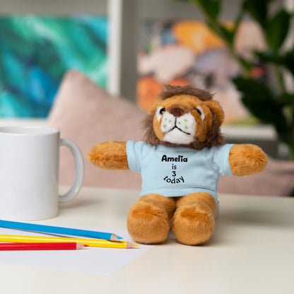Personalized Birthday Plush Animal – Custom Name & Age Teddy, Bunny, Lion, Panda Gift for Kids