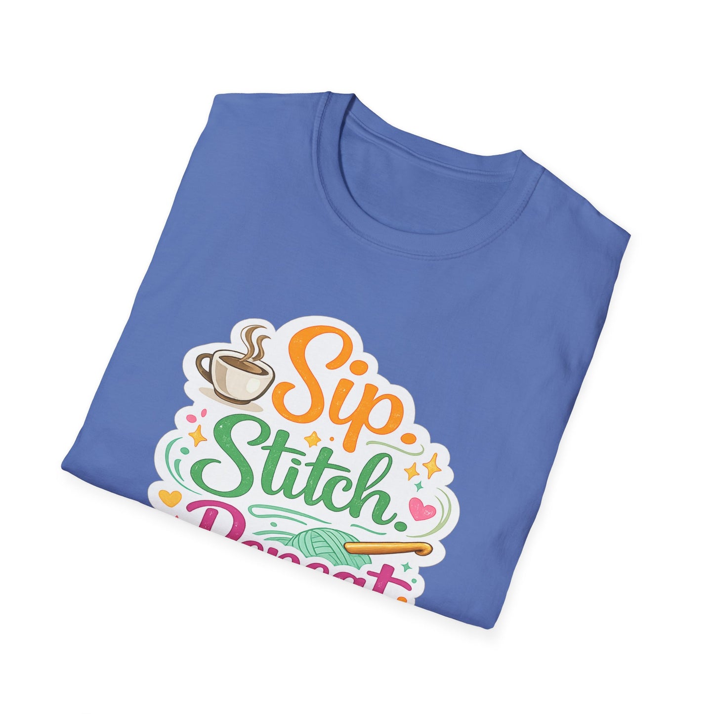 Sip. Stitch. Repeat.™ T-Shirt — Cute Crochet Knitting Crafter Tee