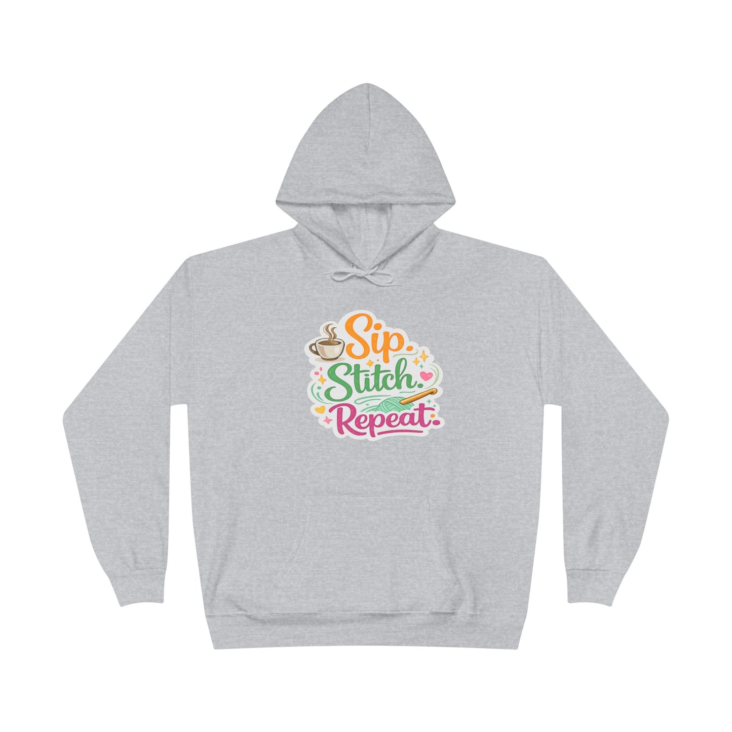 Sip. Stitch. Repeat.™ Hoodie – Cozy Crochet & Coffee Pullover for Makers | Yarn Lover Craft Hoodie