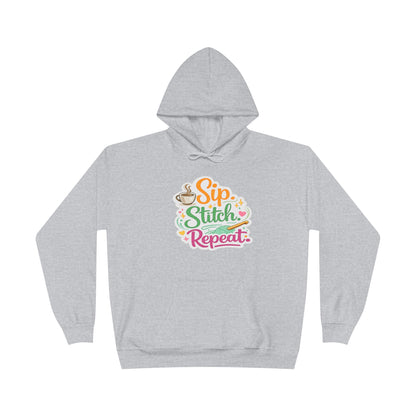 Sip. Stitch. Repeat.™ Hoodie – Cozy Crochet & Coffee Pullover for Makers | Yarn Lover Craft Hoodie