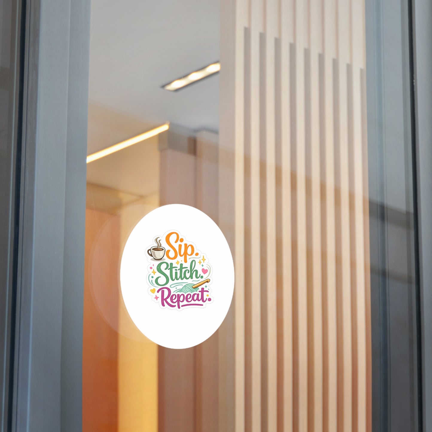 Sip. Stitch. Repeat.™ Crochet Sticker | Yarn & Coffee Vinyl Sticker | Crochet Lover Gift | Crafting Laptop Water Bottle Decal
