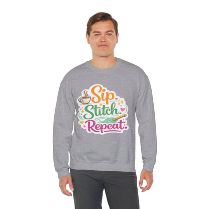 Sip. Stitch. Repeat.™ Sweatshirt — Cozy Maker Crewneck
