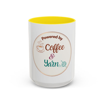 Powered by Coffee & Yarn Mug – Crochet Lover Coffee Cup | Knitting & Yarn Gift for Crocheters | Cozy Crafter Mug 11oz 15oz