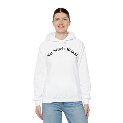 Sip. Stitch. Repeat.™ Hoodie – Cozy Crochet & Knitting Hoodie for Yarn Lovers | Crafting Pullover Sweatshirt