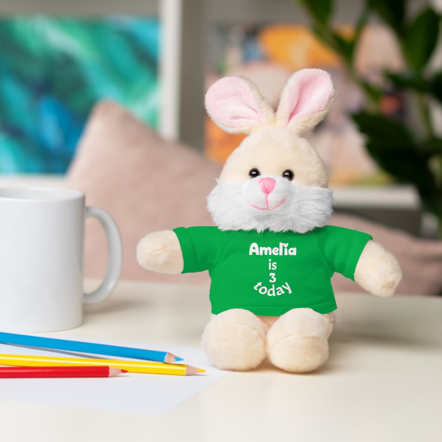 Personalized Birthday Plush Animal – Custom Name & Age Teddy, Bunny, Lion, Panda Gift for Kids