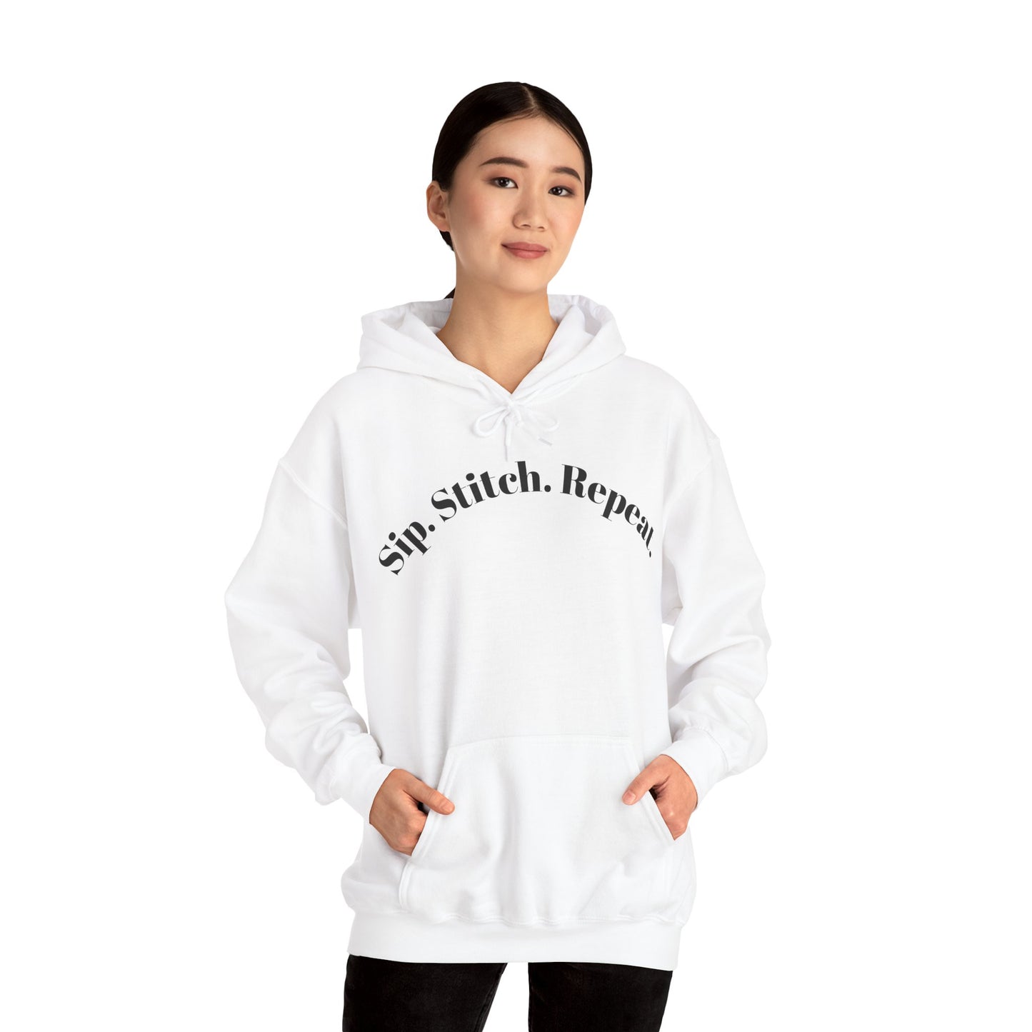 Sip. Stitch. Repeat.™ Hoodie – Cozy Crochet & Knitting Hoodie for Yarn Lovers | Crafting Pullover Sweatshirt