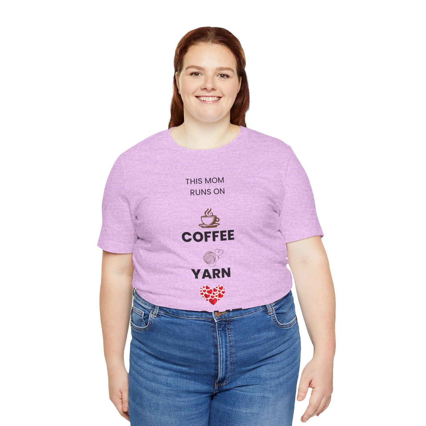 Coffee Yarn Love T-Shirt – This Mom Runs on Coffee & Yarn Tee, Crochet Lover Gift, Knitting Mom Shirt, Mother Grandma Aunt Gift Idea