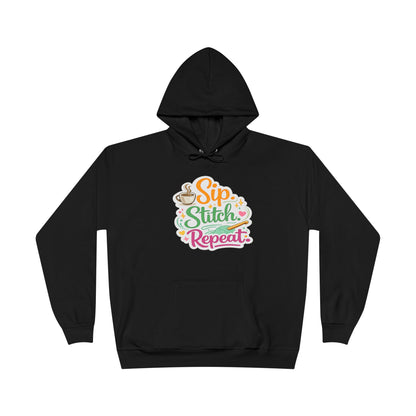 Sip. Stitch. Repeat.™ Hoodie – Cozy Crochet & Coffee Pullover for Makers | Yarn Lover Craft Hoodie