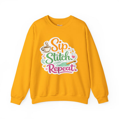 Sip. Stitch. Repeat.™ Sweatshirt — Cozy Maker Crewneck