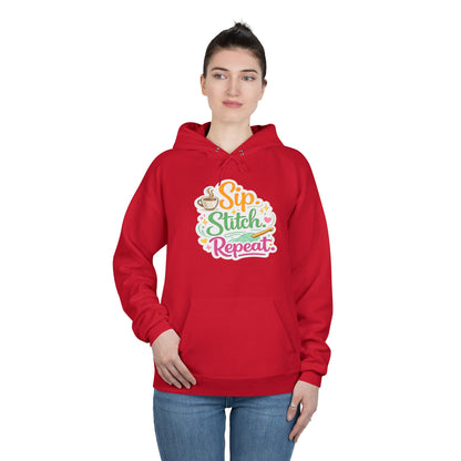 Sip. Stitch. Repeat.™ Hoodie – Cozy Crochet & Coffee Pullover for Makers | Yarn Lover Craft Hoodie