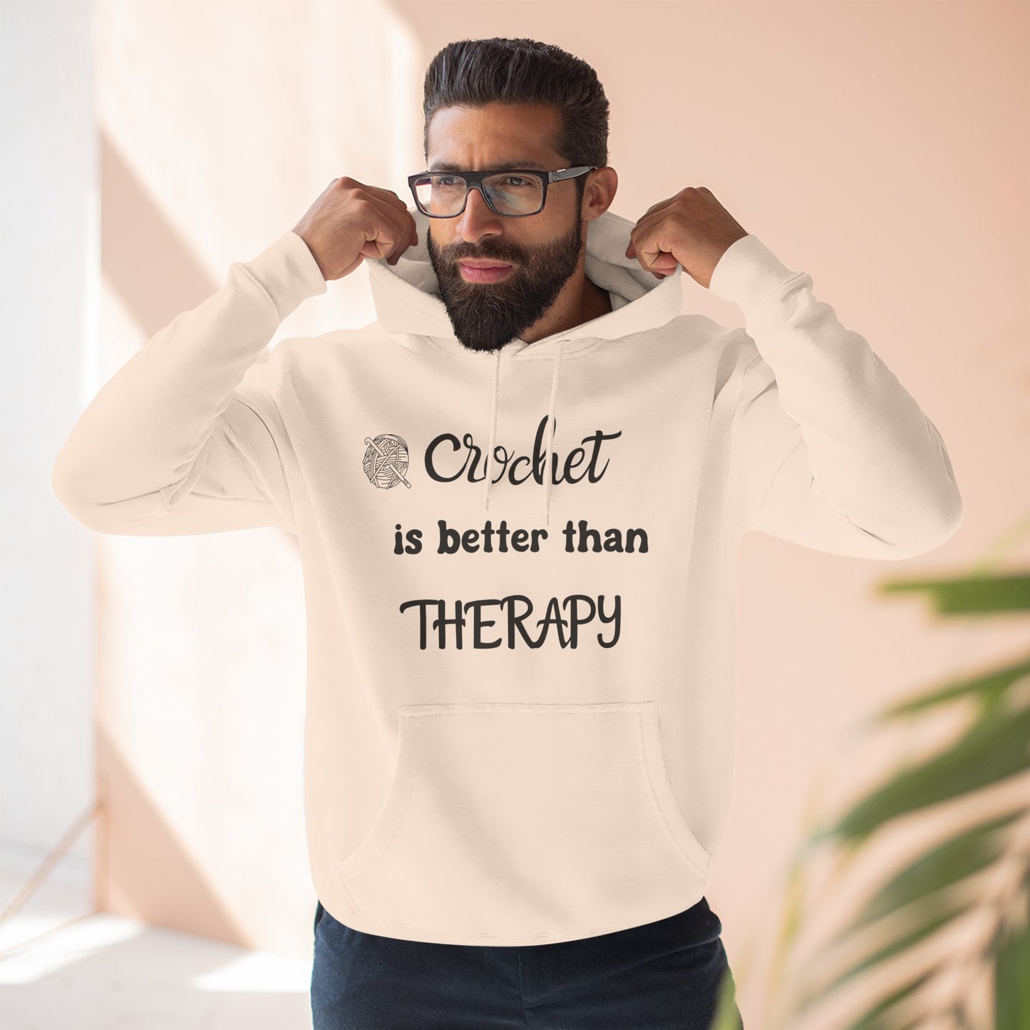 Crochet Is Better Than Therapy Hoodie – Funny Crochet Lover Hoodie, Knitter & Crocheter Gift, Cozy Yarn Lover Pullover