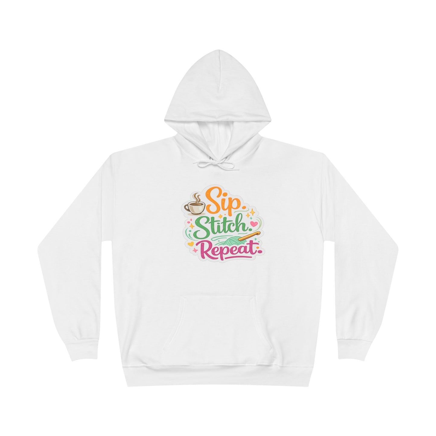 Sip. Stitch. Repeat.™ Hoodie – Cozy Crochet & Coffee Pullover for Makers | Yarn Lover Craft Hoodie