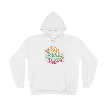 Sip. Stitch. Repeat.™ Hoodie – Cozy Crochet & Coffee Pullover for Makers | Yarn Lover Craft Hoodie