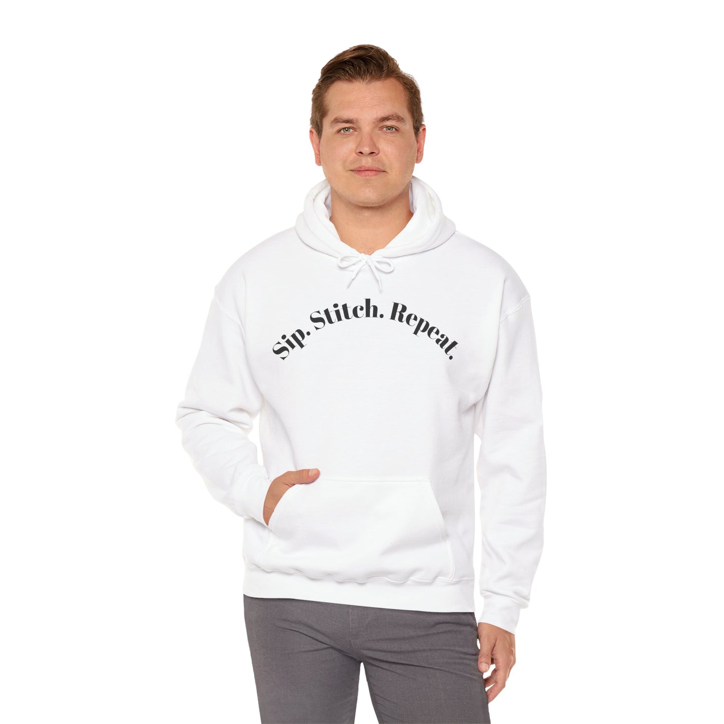 Sip. Stitch. Repeat.™ Hoodie – Cozy Crochet & Knitting Hoodie for Yarn Lovers | Crafting Pullover Sweatshirt