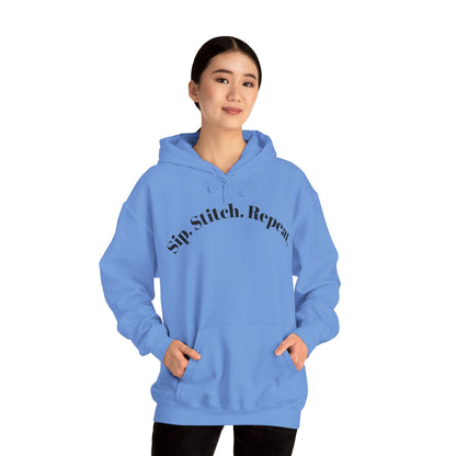 Sip. Stitch. Repeat.™ Hoodie – Cozy Crochet & Knitting Hoodie for Yarn Lovers | Crafting Pullover Sweatshirt
