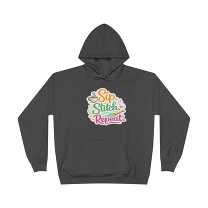 Sip. Stitch. Repeat.™ Hoodie – Cozy Crochet & Coffee Pullover for Makers | Yarn Lover Craft Hoodie