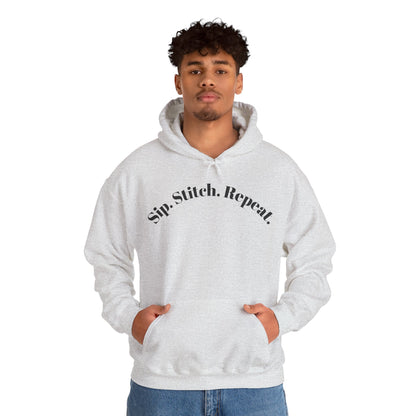 Sip. Stitch. Repeat.™ Hoodie – Cozy Crochet & Knitting Hoodie for Yarn Lovers | Crafting Pullover Sweatshirt