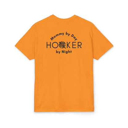 Mommy by Day, Hooker by Night Crochet Humor T-Shirt – Funny Yarn Lover Mom Tee for Crocheters & Knitters
