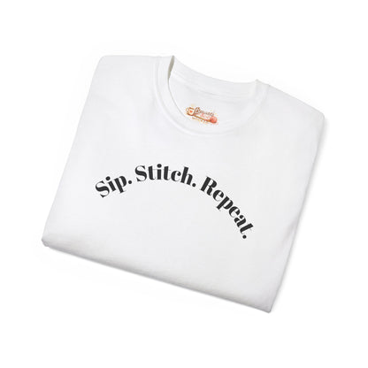 Sip. Stitch. Repeat.™ Shirt – Crochet & Knitting Lover Vintage Tee | Yarn Lover Gift | Cozy Crafter T-Shirt