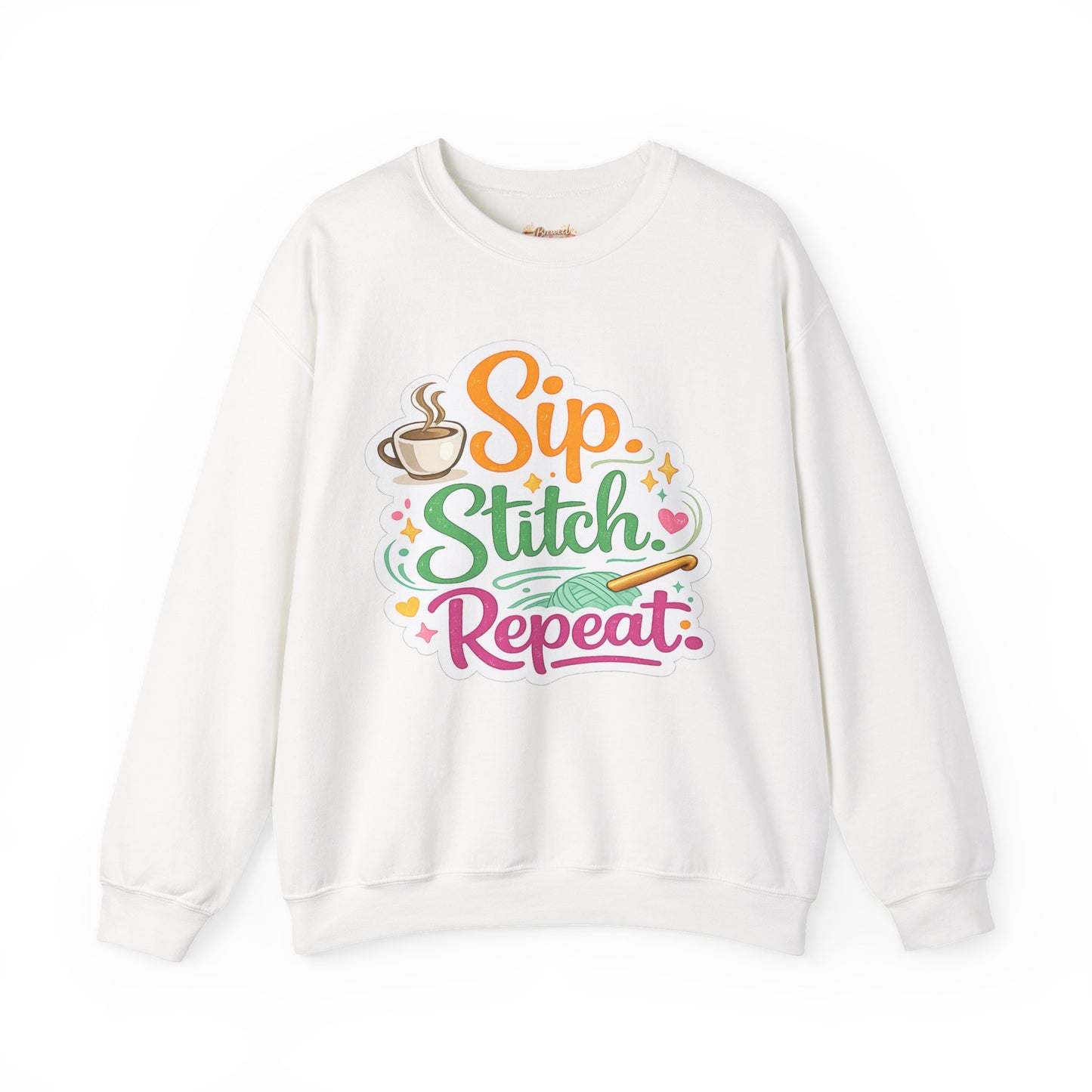 Sip. Stitch. Repeat.™ Sweatshirt — Cozy Maker Crewneck