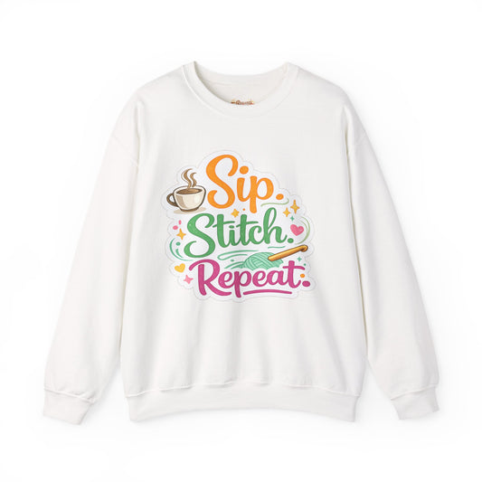 Sip. Stitch. Repeat.™ Sweatshirt — Cozy Maker Crewneck