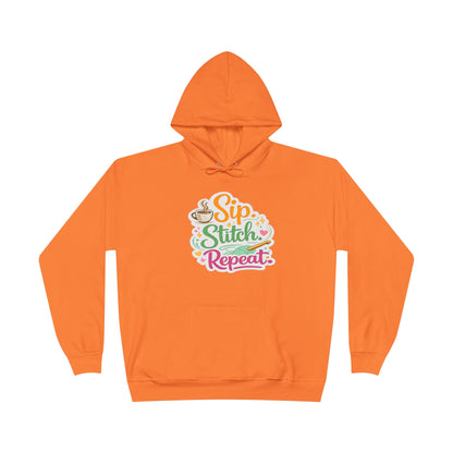 Sip. Stitch. Repeat.™ Hoodie – Cozy Crochet & Coffee Pullover for Makers | Yarn Lover Craft Hoodie
