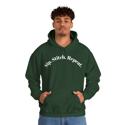 Sip. Stitch. Repeat.™ Hoodie – Cozy Crochet & Knitting Hoodie for Yarn Lovers | Crafting Pullover Sweatshirt