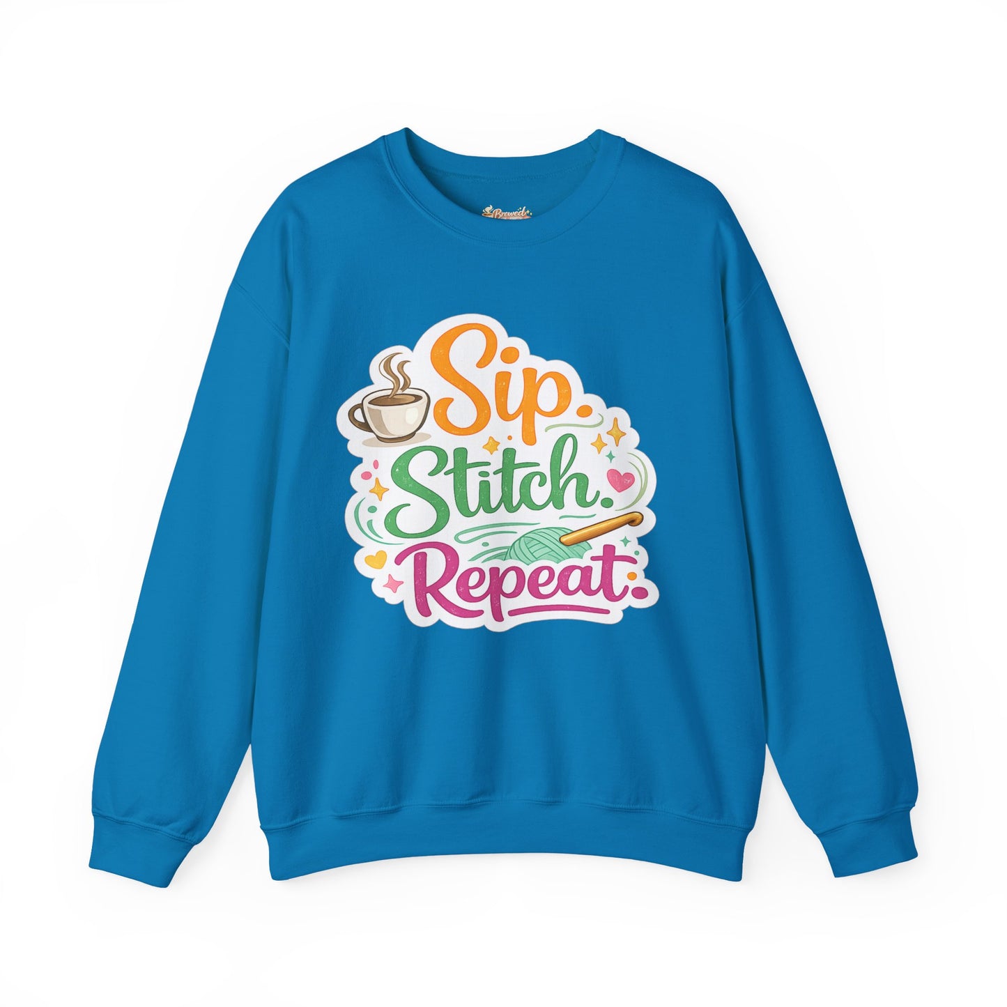 Sip. Stitch. Repeat.™ Sweatshirt — Cozy Maker Crewneck