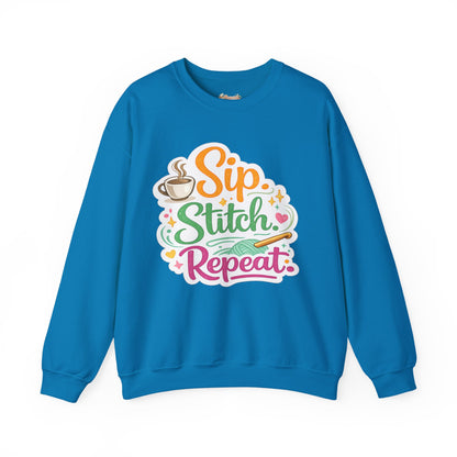 Sip. Stitch. Repeat.™ Sweatshirt — Cozy Maker Crewneck