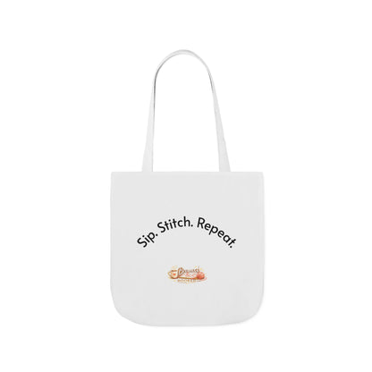 Sip. Stitch. Repeat.™ Tote Bag  for Crochet Knitting Yarn Lover Crafter Project Bag