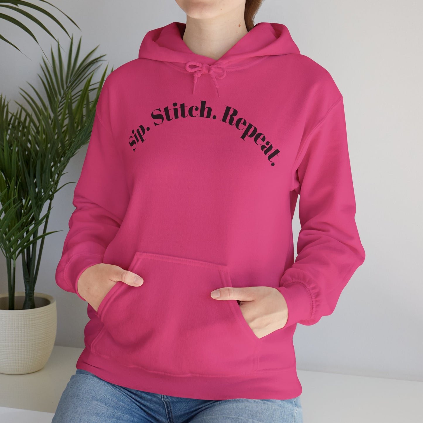 Sip. Stitch. Repeat.™ Hoodie – Cozy Crochet & Knitting Hoodie for Yarn Lovers | Crafting Pullover Sweatshirt