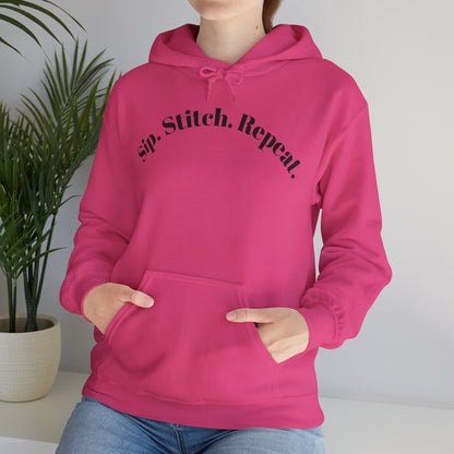 Sip. Stitch. Repeat.™ Hoodie – Cozy Crochet & Knitting Hoodie for Yarn Lovers | Crafting Pullover Sweatshirt