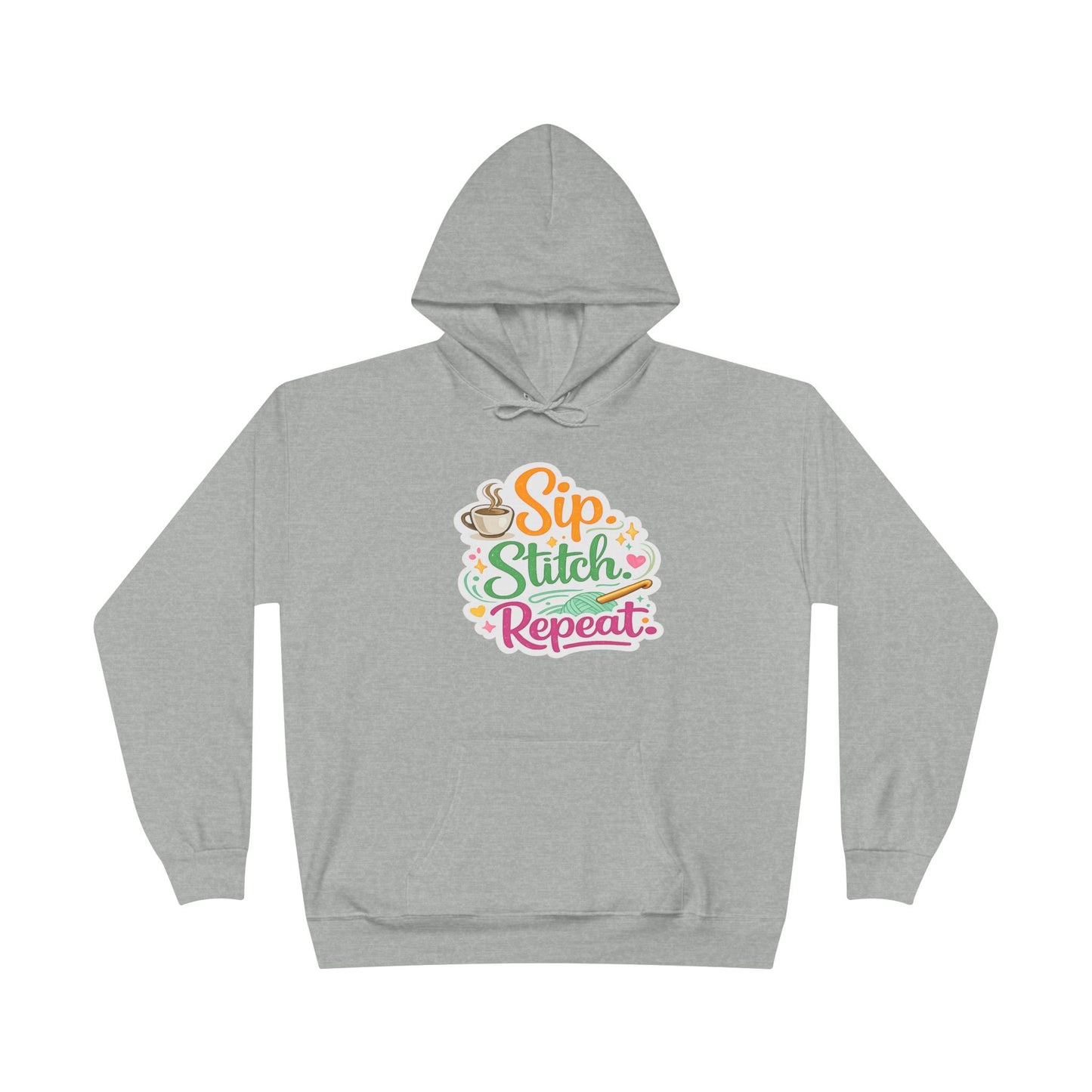 Sip. Stitch. Repeat.™ Hoodie – Cozy Crochet & Coffee Pullover for Makers | Yarn Lover Craft Hoodie