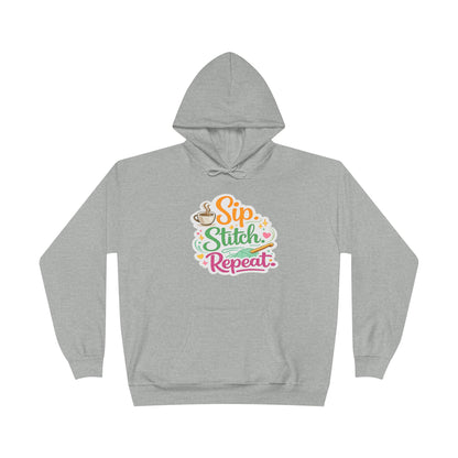 Sip. Stitch. Repeat.™ Hoodie – Cozy Crochet & Coffee Pullover for Makers | Yarn Lover Craft Hoodie
