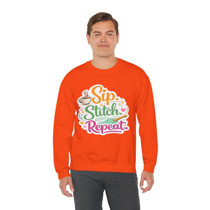 Sip. Stitch. Repeat.™ Sweatshirt — Cozy Maker Crewneck