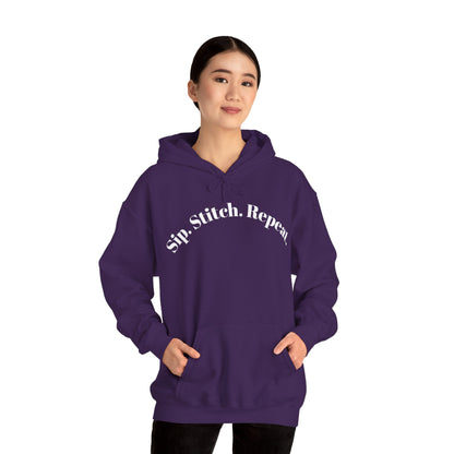 Sip. Stitch. Repeat.™ Hoodie – Cozy Crochet & Knitting Hoodie for Yarn Lovers | Crafting Pullover Sweatshirt