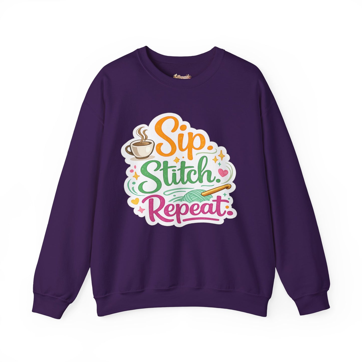 Sip. Stitch. Repeat.™ Sweatshirt — Cozy Maker Crewneck