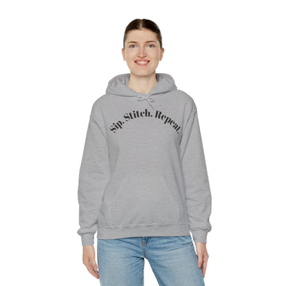 Sip. Stitch. Repeat.™ Hoodie – Cozy Crochet & Knitting Hoodie for Yarn Lovers | Crafting Pullover Sweatshirt
