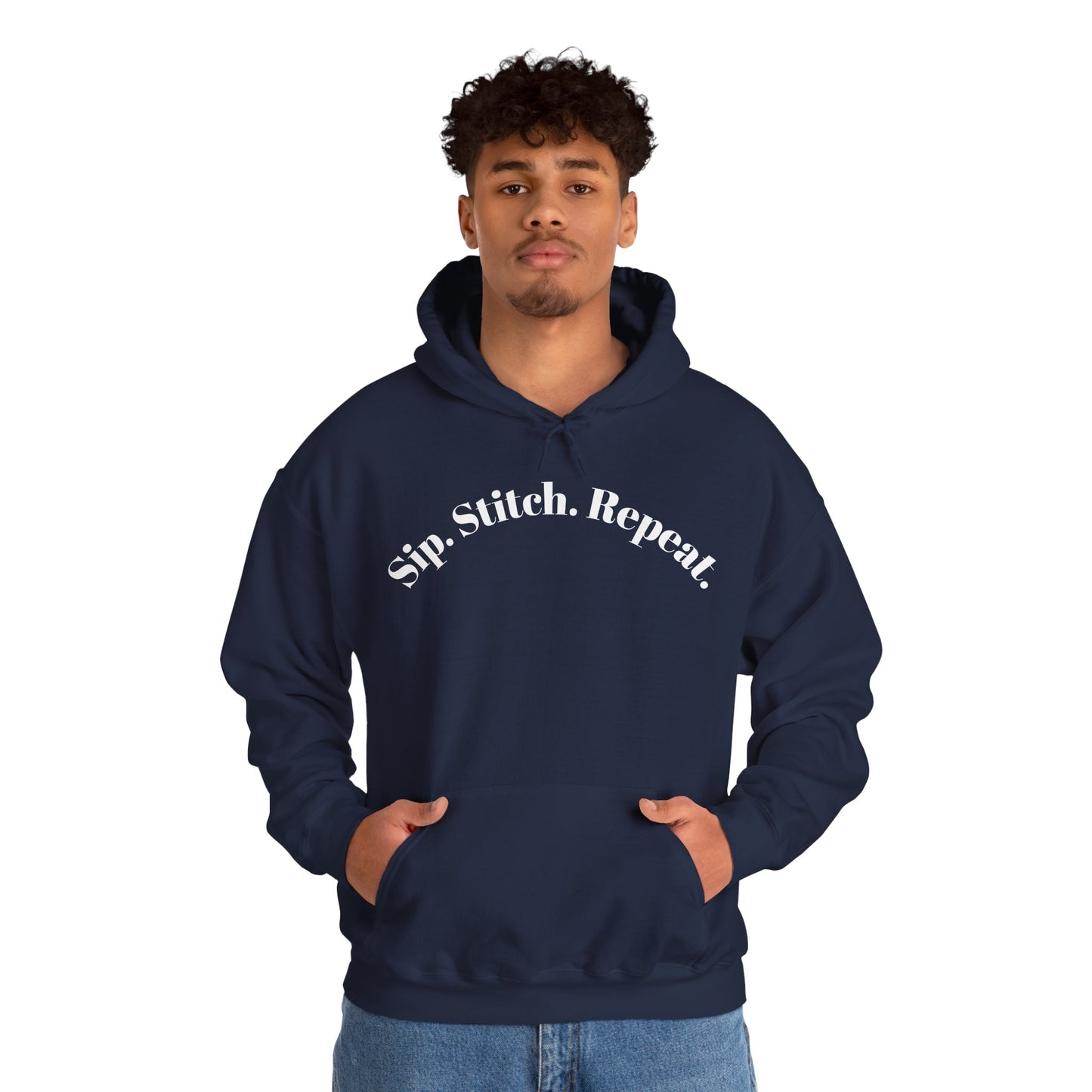 Sip. Stitch. Repeat.™ Hoodie – Cozy Crochet & Knitting Hoodie for Yarn Lovers | Crafting Pullover Sweatshirt