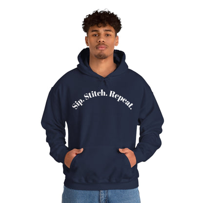 Sip. Stitch. Repeat.™ Hoodie – Cozy Crochet & Knitting Hoodie for Yarn Lovers | Crafting Pullover Sweatshirt
