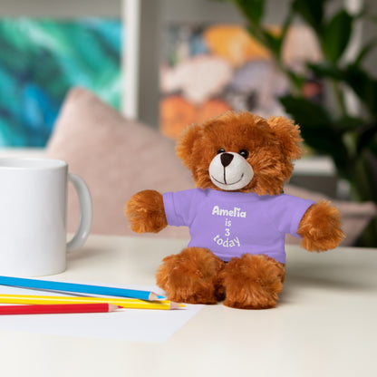 Personalized Birthday Plush Animal – Custom Name & Age Teddy, Bunny, Lion, Panda Gift for Kids