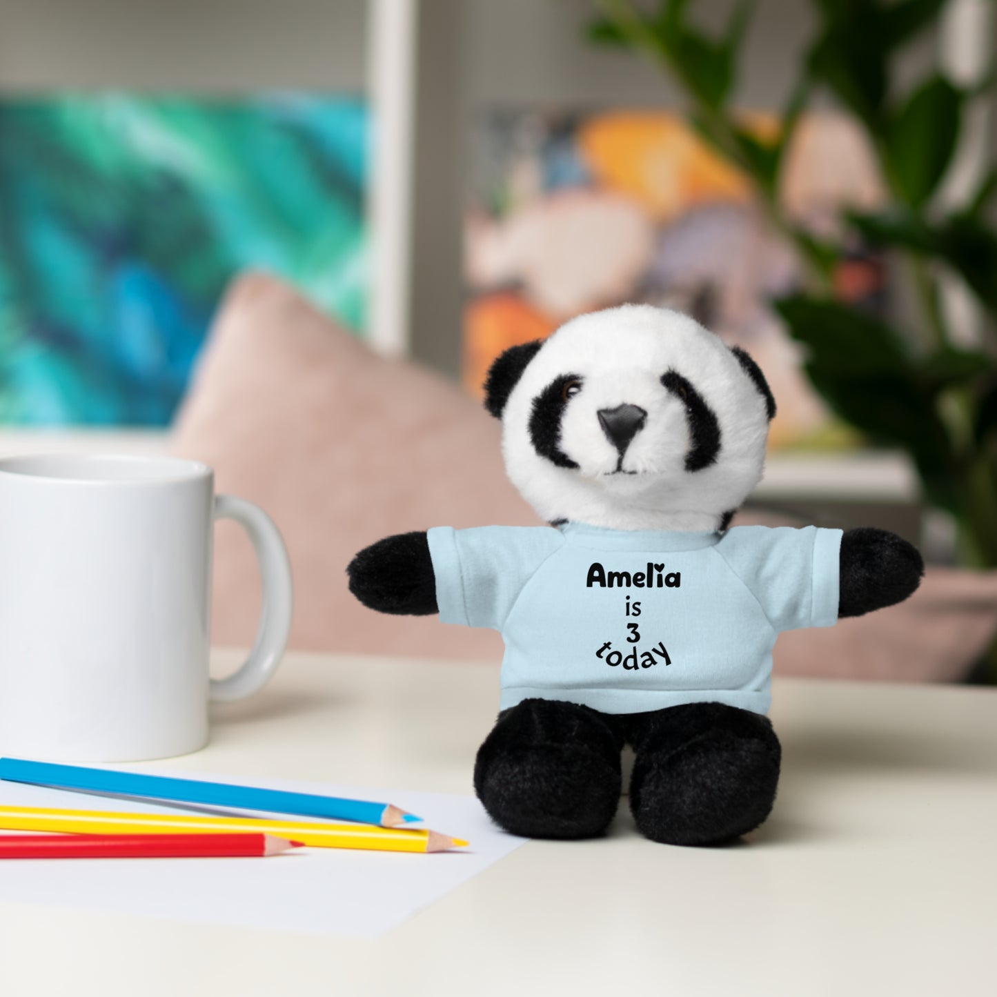 Personalized Birthday Plush Animal – Custom Name & Age Teddy, Bunny, Lion, Panda Gift for Kids