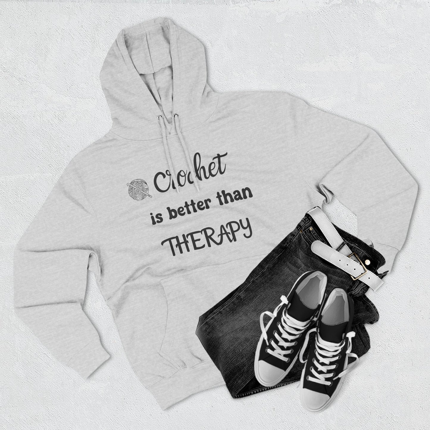 Crochet Is Better Than Therapy Hoodie – Funny Crochet Lover Hoodie, Knitter & Crocheter Gift, Cozy Yarn Lover Pullover