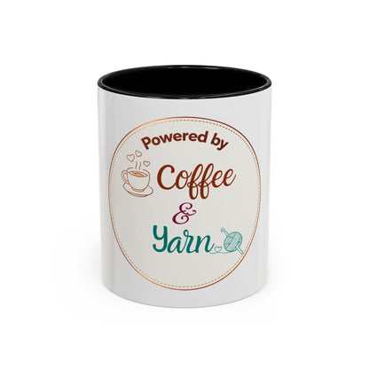 Powered by Coffee & Yarn Mug – Crochet Lover Coffee Cup | Knitting & Yarn Gift for Crocheters | Cozy Crafter Mug 11oz 15oz