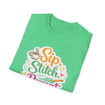 Sip. Stitch. Repeat.™ T-Shirt — Cute Crochet Knitting Crafter Tee