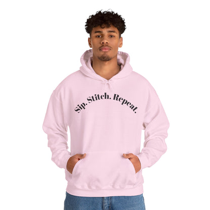 Sip. Stitch. Repeat.™ Hoodie – Cozy Crochet & Knitting Hoodie for Yarn Lovers | Crafting Pullover Sweatshirt