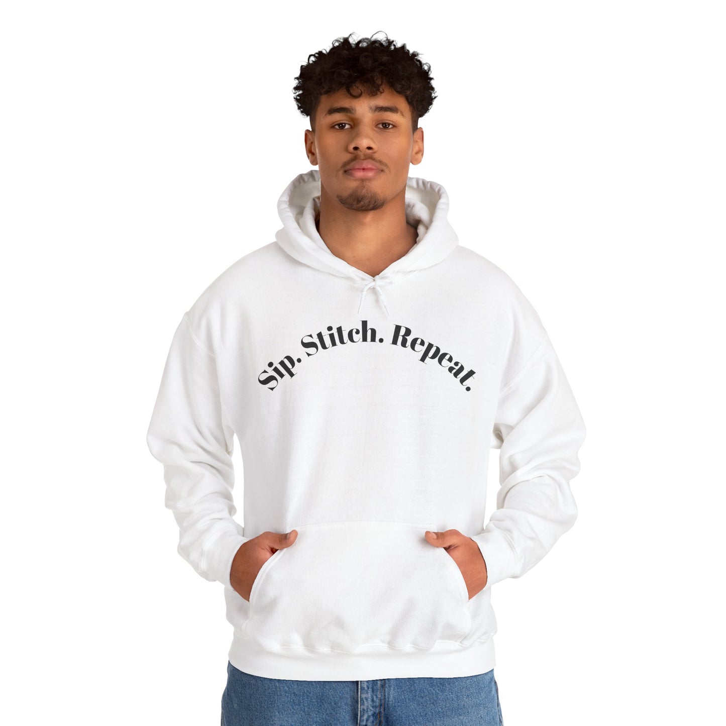 Sip. Stitch. Repeat.™ Hoodie – Cozy Crochet & Knitting Hoodie for Yarn Lovers | Crafting Pullover Sweatshirt