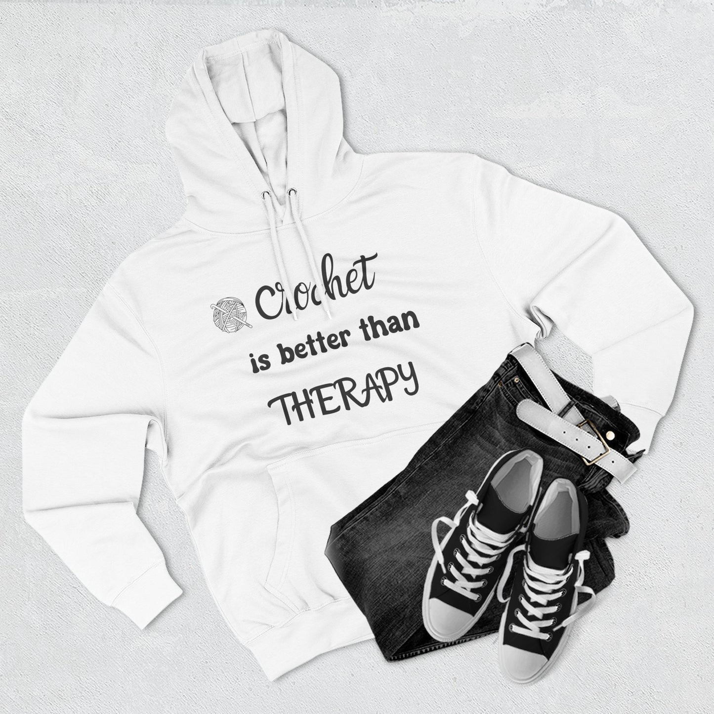 Crochet Is Better Than Therapy Hoodie – Funny Crochet Lover Hoodie, Knitter & Crocheter Gift, Cozy Yarn Lover Pullover