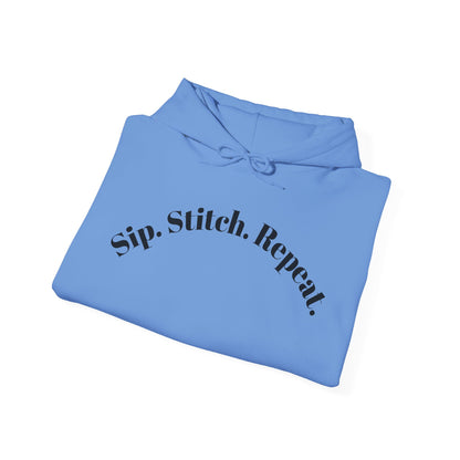 Sip. Stitch. Repeat.™ Hoodie – Cozy Crochet & Knitting Hoodie for Yarn Lovers | Crafting Pullover Sweatshirt