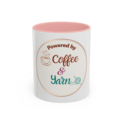 Powered by Coffee & Yarn Mug – Crochet Lover Coffee Cup | Knitting & Yarn Gift for Crocheters | Cozy Crafter Mug 11oz 15oz